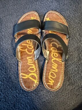 Sam Edelman Black Double-Band Slide Sandals